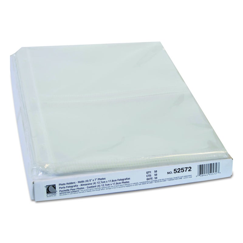 C-Line Clear Photo Pages for Four 5 x 7 Photos, 3-Hole Punched, 11.25 x 8.13, 50/Box - Image 3